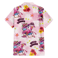 Hawaii Flamingo Hello Summer Family Matching Off Shoulder Short Dress and Hawaiian Shirt Hawaiian Quilt Pattern LT9 Dad's Shirt - Long Sleeve Pink - Polynesian Pride