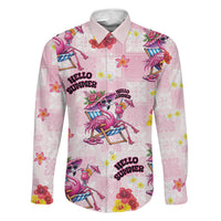 Hawaii Flamingo Hello Summer Family Matching Off Shoulder Short Dress and Hawaiian Shirt Hawaiian Quilt Pattern LT9 Daughter's Dress Pink - Polynesian Pride