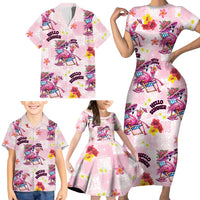 Hawaii Flamingo Hello Summer Family Matching Short Sleeve Bodycon Dress and Hawaiian Shirt Hawaiian Quilt Pattern LT9 - Polynesian Pride