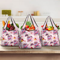 Hawaii Flamingo Hello Summer Grocery Bag Hawaiian Quilt Pattern LT9 3-pack One Size Pink - Polynesian Pride