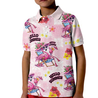 Hawaii Flamingo Hello Summer Kid Polo Shirt Hawaiian Quilt Pattern LT9 Kid Pink - Polynesian Pride