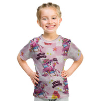 Hawaii Flamingo Hello Summer Kid T Shirt Hawaiian Quilt Pattern LT9 Pink - Polynesian Pride
