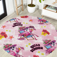 Hawaii Flamingo Hello Summer Round Carpet Hawaiian Quilt Pattern LT9 Pink - Polynesian Pride