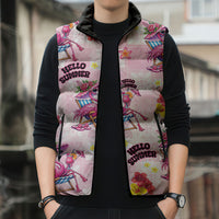 Hawaii Flamingo Hello Summer Sleeveless Puffer Jacket Hawaiian Quilt Pattern LT9 - Polynesian Pride