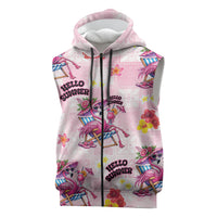 Hawaii Flamingo Hello Summer Sleeveless Zip Hoodie Hawaiian Quilt Pattern LT9 Pink - Polynesian Pride