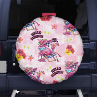 Hawaii Flamingo Hello Summer Spare Tire Cover Hawaiian Quilt Pattern LT9 No hole Pink - Polynesian Pride