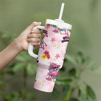 Hawaii Flamingo Hello Summer Tumbler With Handle Hawaiian Quilt Pattern LT9 - Polynesian Pride