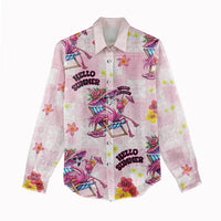 Hawaii Flamingo Hello Summer Women Casual Shirt Hawaiian Quilt Pattern LT9 - Polynesian Pride