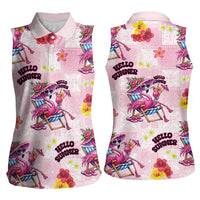 Hawaii Flamingo Hello Summer Women Sleeveless Polo Shirt Hawaiian Quilt Pattern LT9 - Polynesian Pride