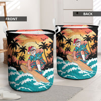 Vintage Santa Claus Surfing Summer Laundry Basket Mele Kalikimaka i Iulai! LT9 - Polynesian Pride