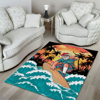 Vintage Santa Claus Surfing Summer Area Rug Mele Kalikimaka i Iulai! LT9 - Polynesian Pride