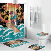 Vintage Santa Claus Surfing Summer Bathroom Set Mele Kalikimaka i Iulai! LT9 Bathroom Set (4 pcs) Black - Polynesian Pride