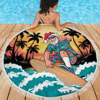 Vintage Santa Claus Surfing Summer Beach Blanket Mele Kalikimaka i Iulai! LT9 - Polynesian Pride
