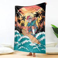 Vintage Santa Claus Surfing Summer Blanket Mele Kalikimaka i Iulai! LT9 - Polynesian Pride