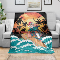Vintage Santa Claus Surfing Summer Blanket Mele Kalikimaka i Iulai! LT9 - Polynesian Pride