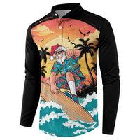 Vintage Santa Claus Surfing Summer Button Sweatshirt Mele Kalikimaka i Iulai! LT9 - Polynesian Pride