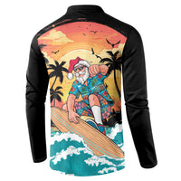 Vintage Santa Claus Surfing Summer Button Sweatshirt Mele Kalikimaka i Iulai! LT9 - Polynesian Pride