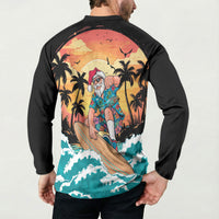 Vintage Santa Claus Surfing Summer Button Sweatshirt Mele Kalikimaka i Iulai! LT9 - Polynesian Pride