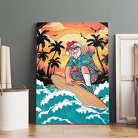 Vintage Santa Claus Surfing Summer Canvas Wall Art Mele Kalikimaka i Iulai! LT9 - Polynesian Pride