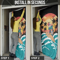 Vintage Santa Claus Surfing Summer Door Cover Mele Kalikimaka i Iulai! LT9 - Polynesian Pride