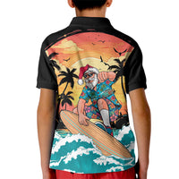 Vintage Santa Claus Surfing Summer Kid Polo Shirt Mele Kalikimaka i Iulai! LT9 - Polynesian Pride