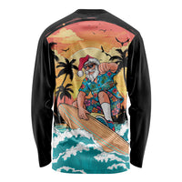 Vintage Santa Claus Surfing Summer Long Sleeve Shirt Mele Kalikimaka i Iulai! LT9 - Polynesian Pride