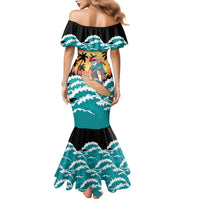 Vintage Santa Claus Surfing Summer Mermaid Dress Mele Kalikimaka i Iulai! LT9 - Polynesian Pride