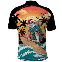 Vintage Santa Claus Surfing Summer Polo Shirt Mele Kalikimaka i Iulai! LT9 - Polynesian Pride