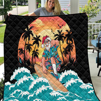Vintage Santa Claus Surfing Summer Quilt Mele Kalikimaka i Iulai! LT9 Black - Polynesian Pride