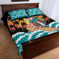 Vintage Santa Claus Surfing Summer Quilt Bed Set Mele Kalikimaka i Iulai! LT9 - Polynesian Pride