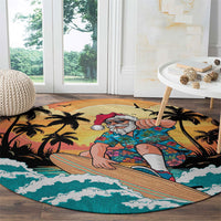 Vintage Santa Claus Surfing Summer Round Carpet Mele Kalikimaka i Iulai! LT9 - Polynesian Pride