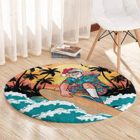 Vintage Santa Claus Surfing Summer Round Carpet Mele Kalikimaka i Iulai! LT9 - Polynesian Pride