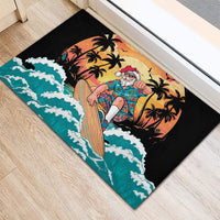 Vintage Santa Claus Surfing Summer Rubber Doormat Mele Kalikimaka i Iulai! LT9 - Polynesian Pride
