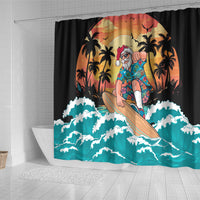 Vintage Santa Claus Surfing Summer Shower Curtain Mele Kalikimaka i Iulai! LT9 - Polynesian Pride