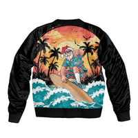 Vintage Santa Claus Surfing Summer Sleeve Zip Bomber Jacket Mele Kalikimaka i Iulai! LT9 - Polynesian Pride