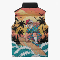 Vintage Santa Claus Surfing Summer Sleeveless Puffer Jacket Mele Kalikimaka i Iulai! LT9 - Polynesian Pride