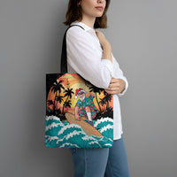 Vintage Santa Claus Surfing Summer Tote Bag Mele Kalikimaka i Iulai! LT9 - Polynesian Pride