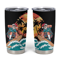 Vintage Santa Claus Surfing Summer Tumbler Cup Mele Kalikimaka i Iulai! LT9 Black - Polynesian Pride