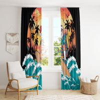 Vintage Santa Claus Surfing Summer Window Curtain Mele Kalikimaka i Iulai! LT9 - Polynesian Pride