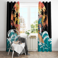 Vintage Santa Claus Surfing Summer Window Curtain Mele Kalikimaka i Iulai! LT9 - Polynesian Pride