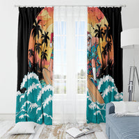 Vintage Santa Claus Surfing Summer Window Curtain Mele Kalikimaka i Iulai! LT9 - Polynesian Pride