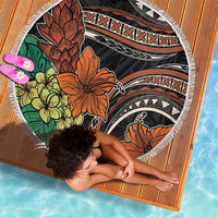 Vintage Hibiscus Pacific Floral Beach Blanket