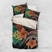 Vintage Hibiscus Pacific Floral Bedding Set LT9 US Twin 172cm x 218cm Black - Polynesian Pride
