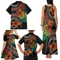 Vintage Hibiscus Pacific Floral Family Matching Tank Maxi Dress and Hawaiian Shirt LT9 - Polynesian Pride