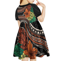 Vintage Hibiscus Pacific Floral Kid Short Sleeve Dress LT9 - Polynesian Pride