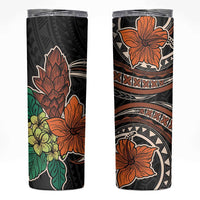 Vintage Hibiscus Pacific Floral Skinny Tumbler LT9 Black - Polynesian Pride