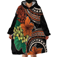 Vintage Hibiscus Pacific Floral Wearable Blanket Hoodie