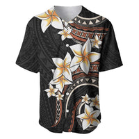 Vintage Plumeria Pacific Floral Baseball Jersey LT9 Black - Polynesian Pride