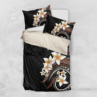 Vintage Plumeria Pacific Floral Bedding Set LT9 US Twin 172cm x 218cm Black - Polynesian Pride