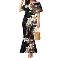 Vintage Plumeria Pacific Floral Family Matching Mermaid Dress and Hawaiian Shirt